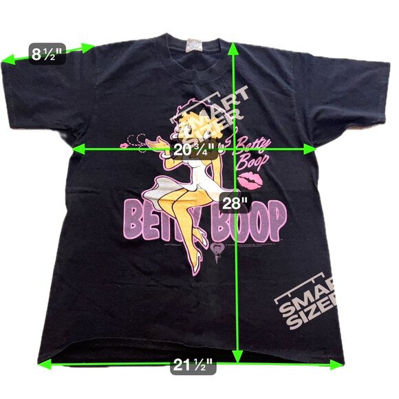 Betty Boop Hug Kisses Shirt Black Large Pink Lips Gildan Heavyweight VTG Cartoon - Picture 3 of 8